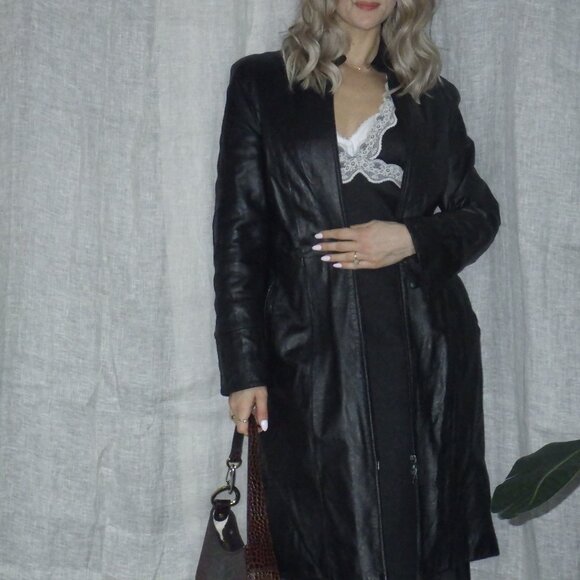 Vera Pelle Jackets & Blazers - Vintage Vera Pelle Long Leather Jacket